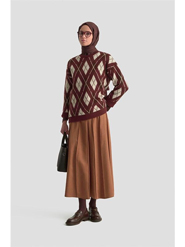 ARMİNE Dikişli Süet Etek 25K1924 Camel