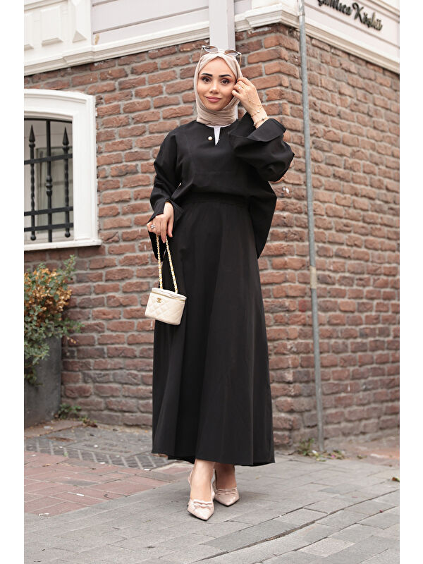 Locco Moda Kadın İnci Detaylı Takım  Siyah