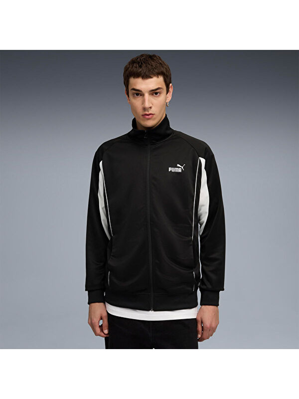 Puma Sport Track Siyah Dik Yaka Erkek Fermuarlı Sweatshirt Hırka