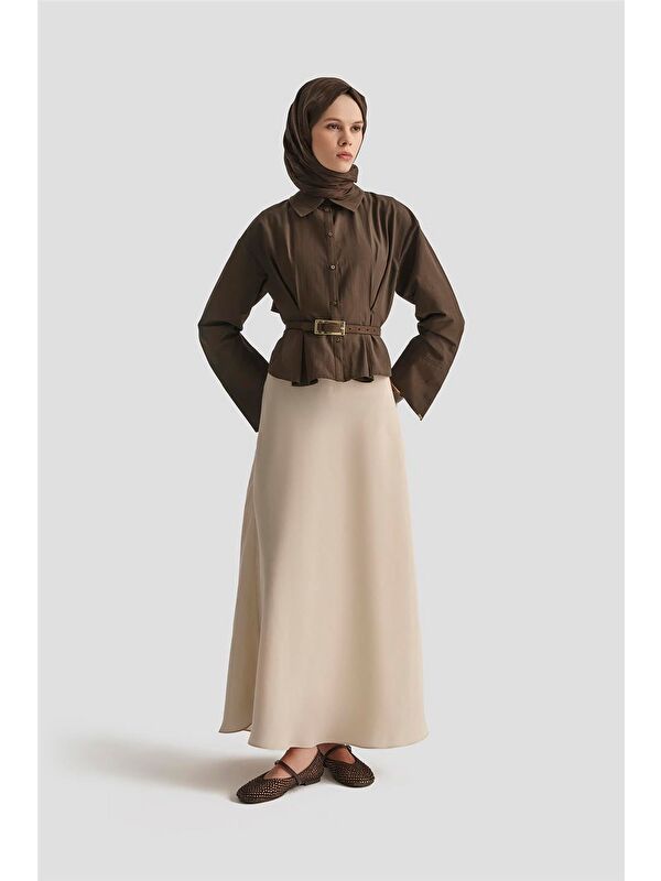 ARMİNE Evaze Lyocell Etek 25Kd4001 Kum