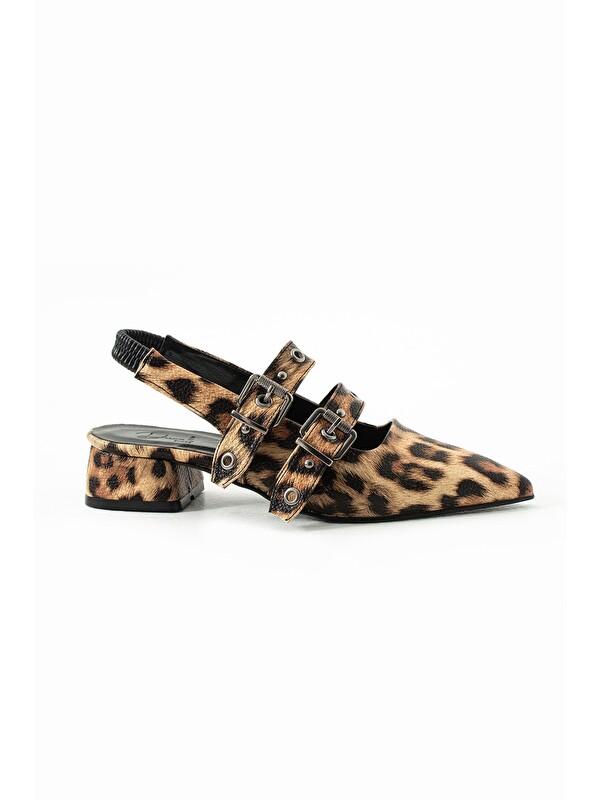 DUXAL SHOES Laden Leopar Desenli Düz Ayakkabı Babet