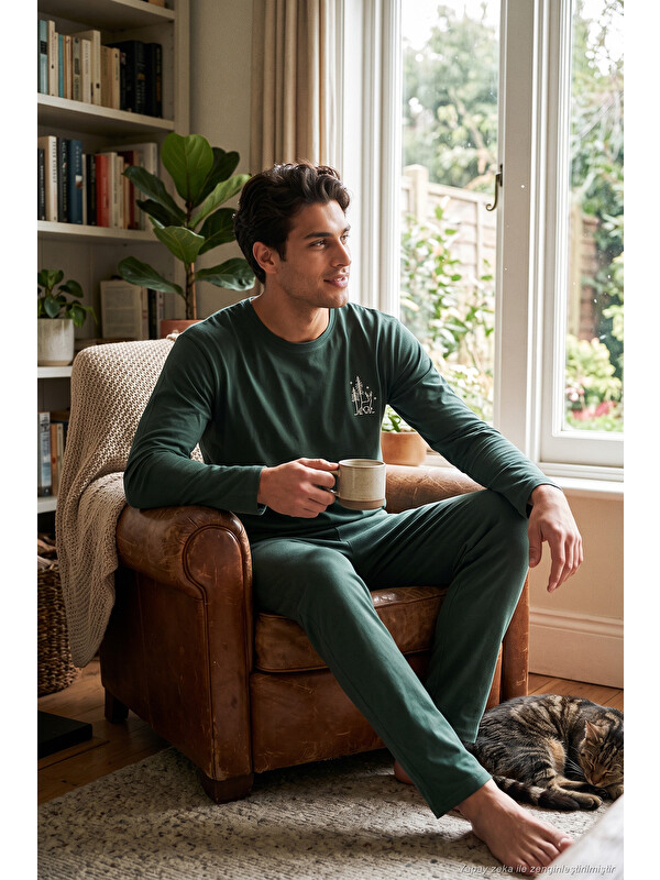 Buratti Minimal Baskılı Pamuklu Uzun Kollu Pijama Takımı 6575005