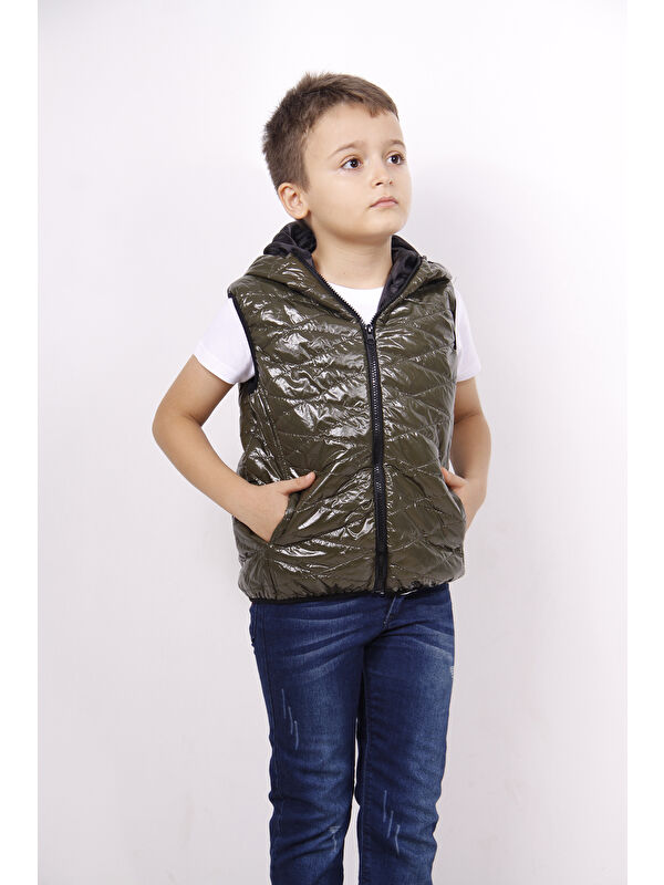 Toontoykids Erkek Çocuk Kapüşonlu Parlak Yelek