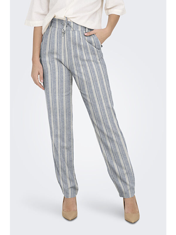 Only Onlcaro-Poptrash Keten Karışımlı Comfort Fit Normal Bel Düz Paça Pantolon 15278710