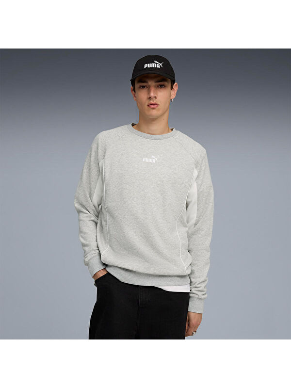 Puma Sport Crew Erkek Gri Bisiklet Yaka Sweatshirt