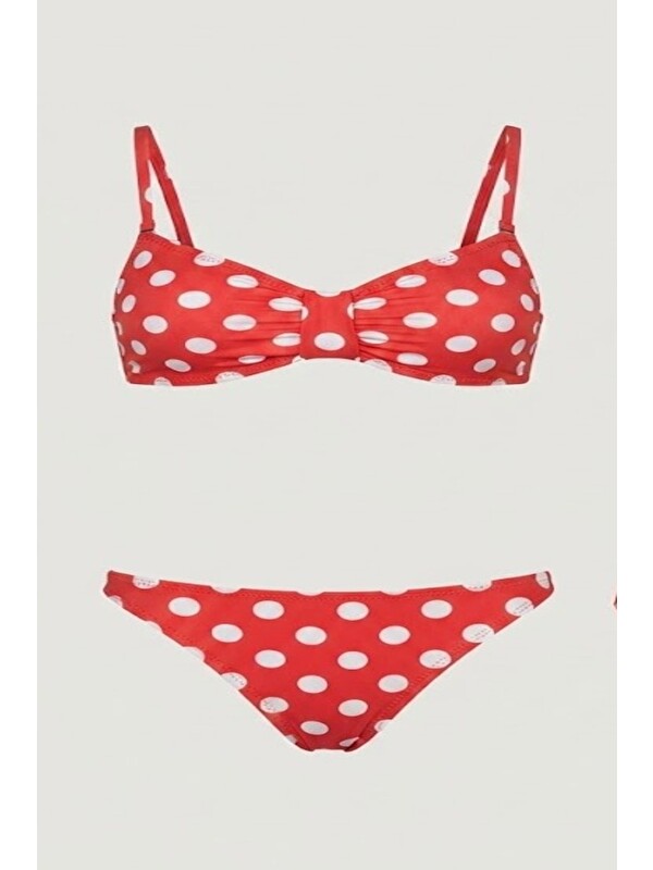 C&City Straplez Bikini Takım 3231 Kırmızı/Beyaz