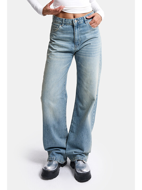 It's Basic Kadın Jean Renk 4s6-32 Straight Fit Yüksek Bel Denim Jean