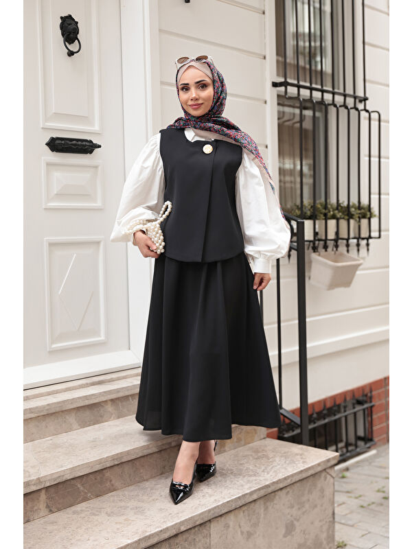Locco Moda Kadın Yelekli Takım Siyah