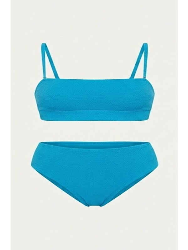 C&City Straplez Jakarlı Bikini Takım 3211 Turkuaz