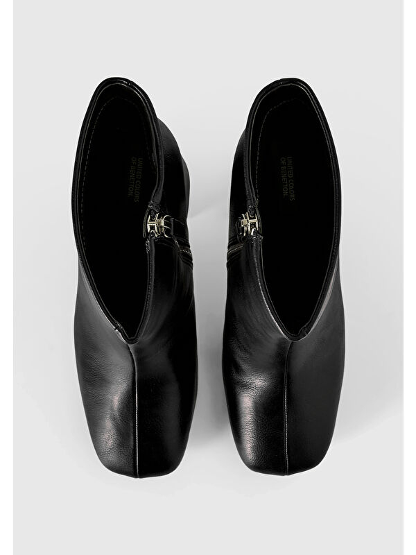 Kadın Siyah Suni Deri Yarım Çizme - Görsel 6