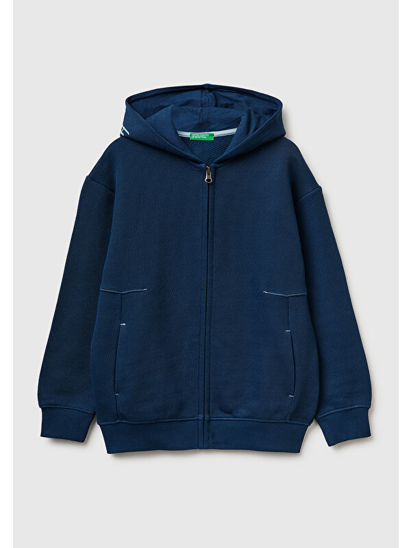 United Colors Of Benetton Erkek Çocuk Çoklu Baskılı Fermuarlı Kapüşonlu Sweatshirt