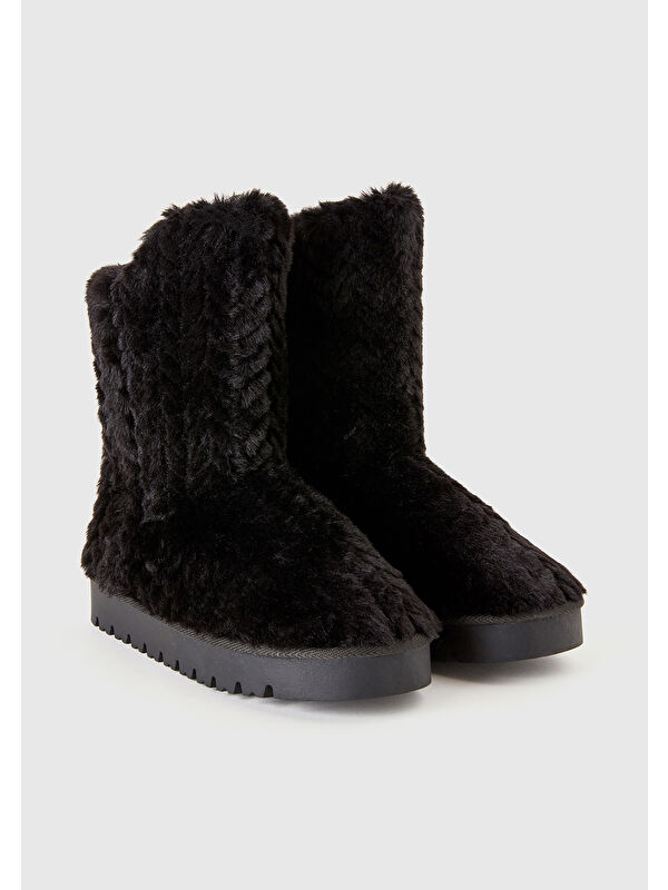 Kadın Siyah Kürklü Bot - Görsel 4