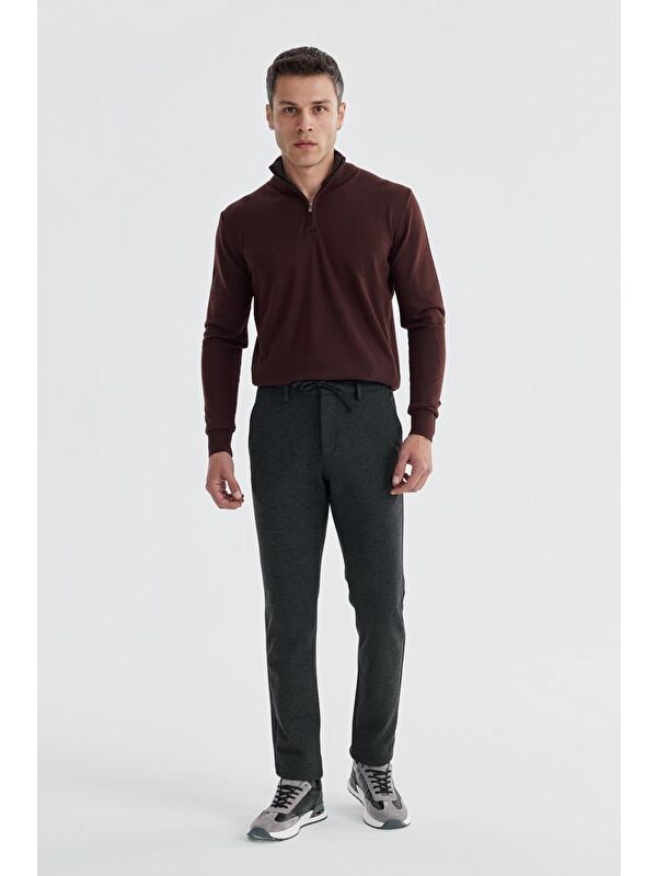 JAKAMEN Antrasit Comfort Fit Beli Lastikli Yan Cep Jogger Pantolon