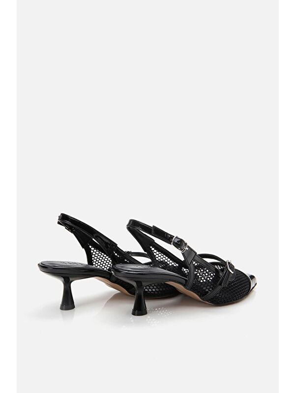 Kadın Rugan Siyah Fileli Stiletto - Görsel 9