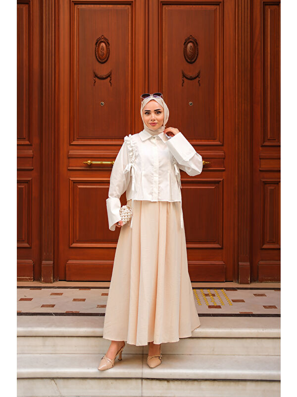 Locco Moda Kadın Linda Etek Krem