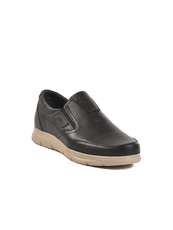 Siyah Hakiki Deri Erkek Casual Ayakkabı D2301 M - Görsel 4