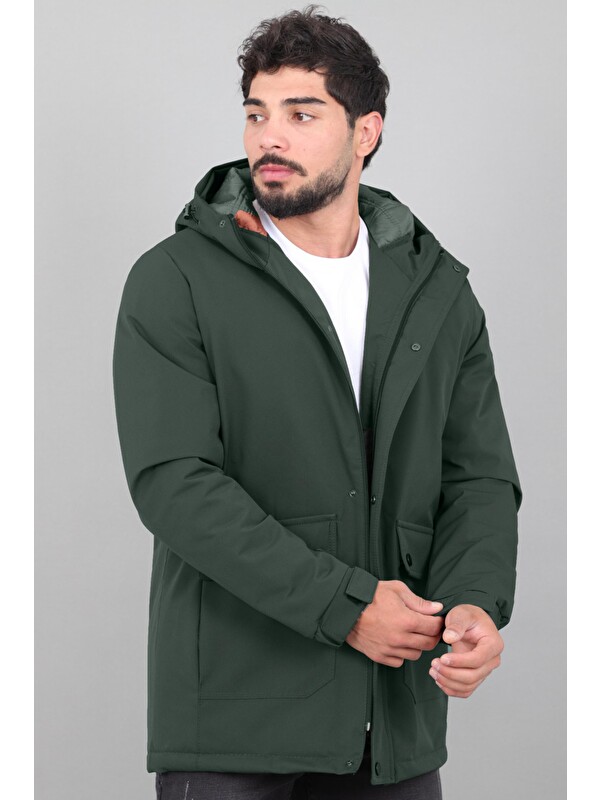 Stilkombin Kapitoneli Torba Cep Sabit Kapüşon Kışlık Mont PLDP 3039_50527