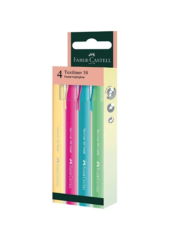 Faber-Castell Pastel 4'lü Fosforlu Kalem, İnce Uç, Yumuşak Renkler