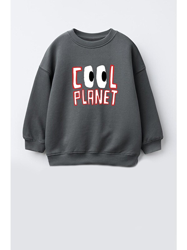 Monila Unisex Çocuk 3 İplik Kumaş Baskılı Pamuklu Sweatshirt