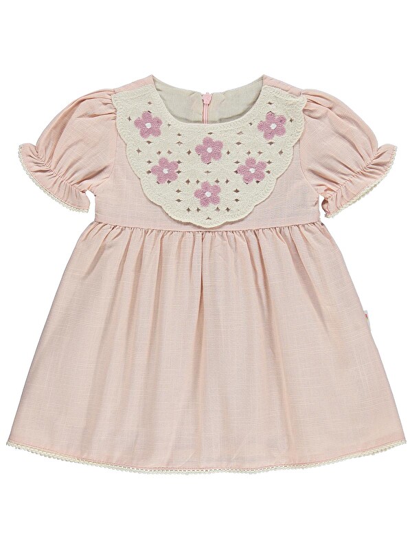 Civil Baby Yaka Çiçek Nakış 6-18 Ay Elbise - Pembe