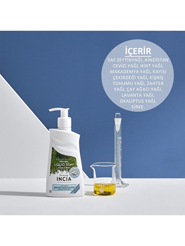 INCIA %100 Doğal Sıvı Kastil Sabunu Arındırıcı Zeytinyağlı 10 Bitkisel Değerli Yağ Vegan 250 ml