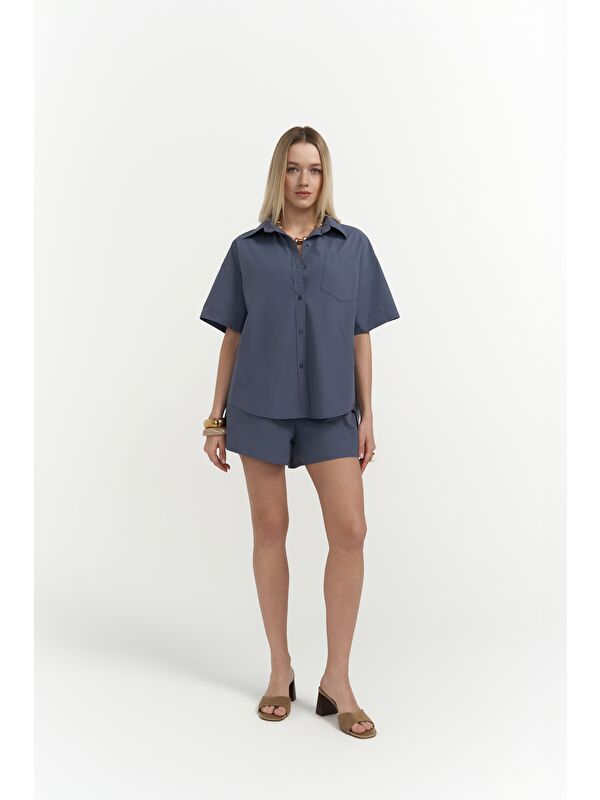 Mai Collection Corfu İndigo Gömlek Şort Takım