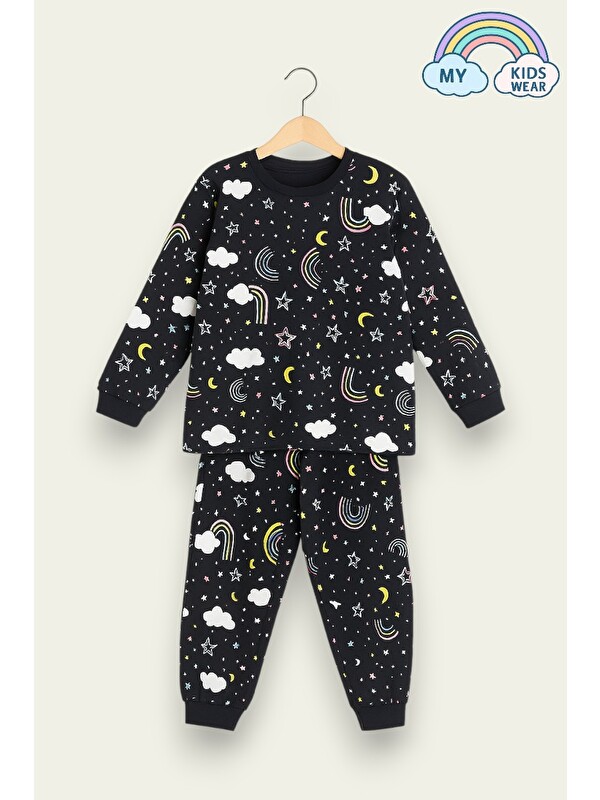 My Kids Wear Çocuk Pamuklu Desenli İkili Pijama Takımı 4-8 Yaş 12233