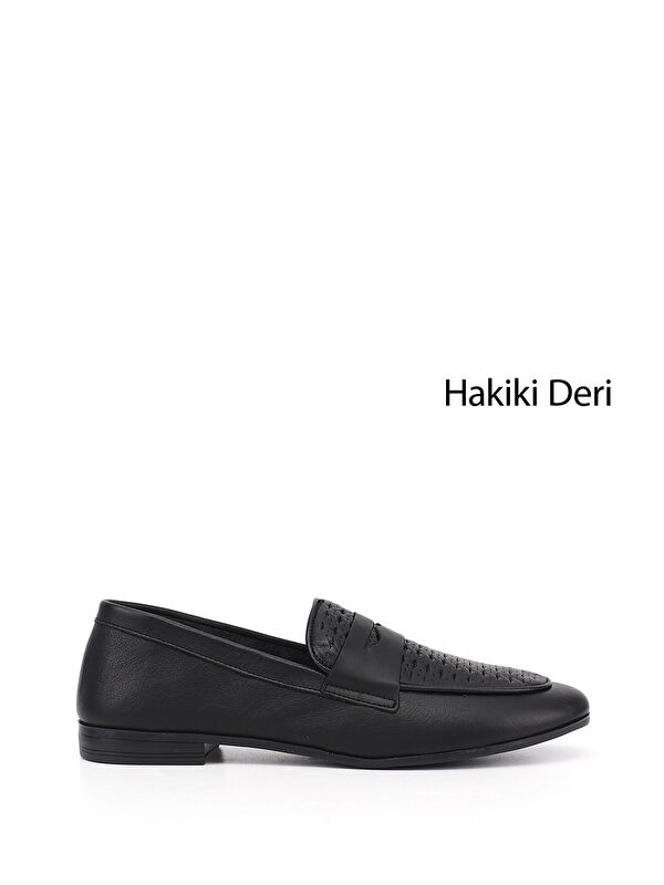 GÖNDERİ(R) Kadın SİYAH Baskılı Hakiki Deri Loafer