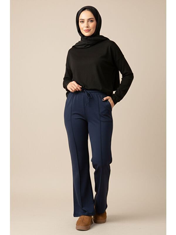 Remsa Nervür Dikiş Beli Lastikli Bağcıklı Pantolon 1887 Lacivert