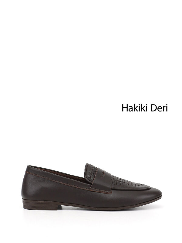 GÖNDERİ(R) Kadın TÜTÜN KAHVE Baskılı Hakiki Deri Loafer