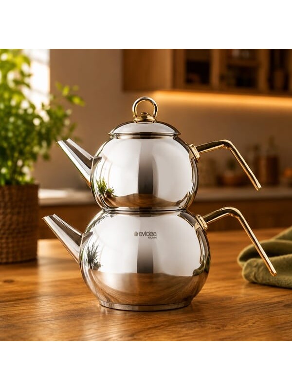 Evidea Kitchen Solena Çaydanlık - Gri - 2 lt + 1 lt