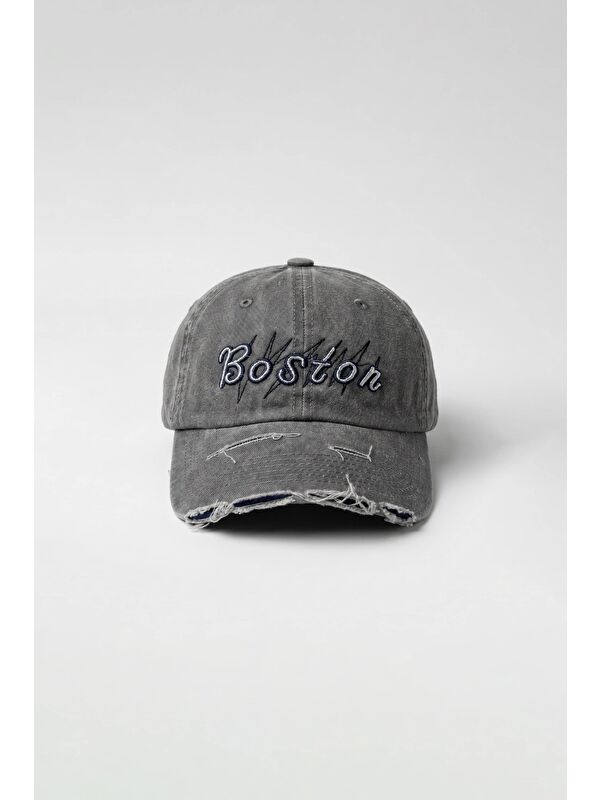 Abluka Online Erkek Boston Vintage Yıkamalı Beyzbol Şapka Gri