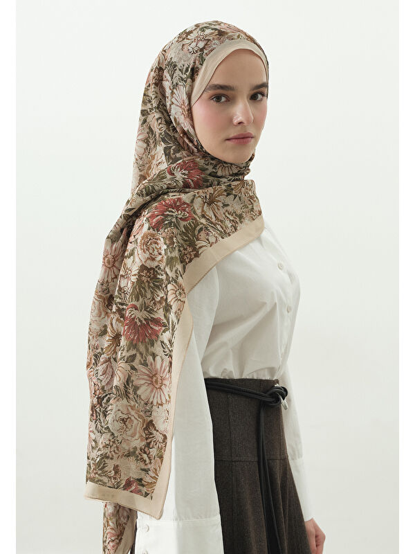 Fresh Scarfs JUDITH DESENLİ PAMUK VİSKON ŞAL BEJ