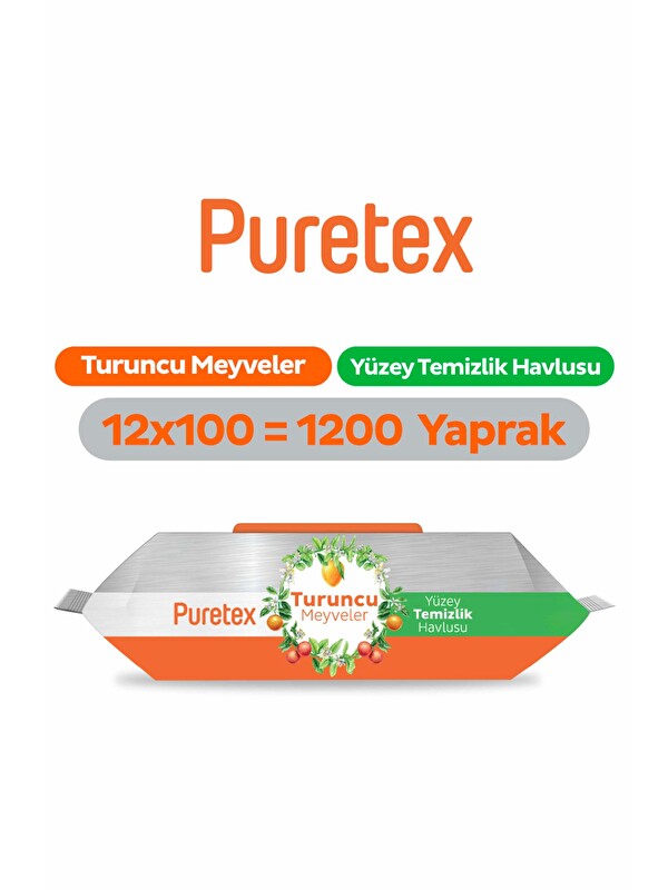 Puretex Yüzey Temizlik Havlusu Turuncu Meyveler 12x100 (1200 Yaprak)