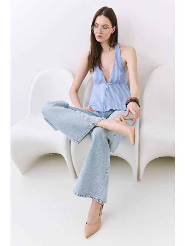 Kadın Pudra Ayarlanabilir Tokalı Stiletto - Görsel 5