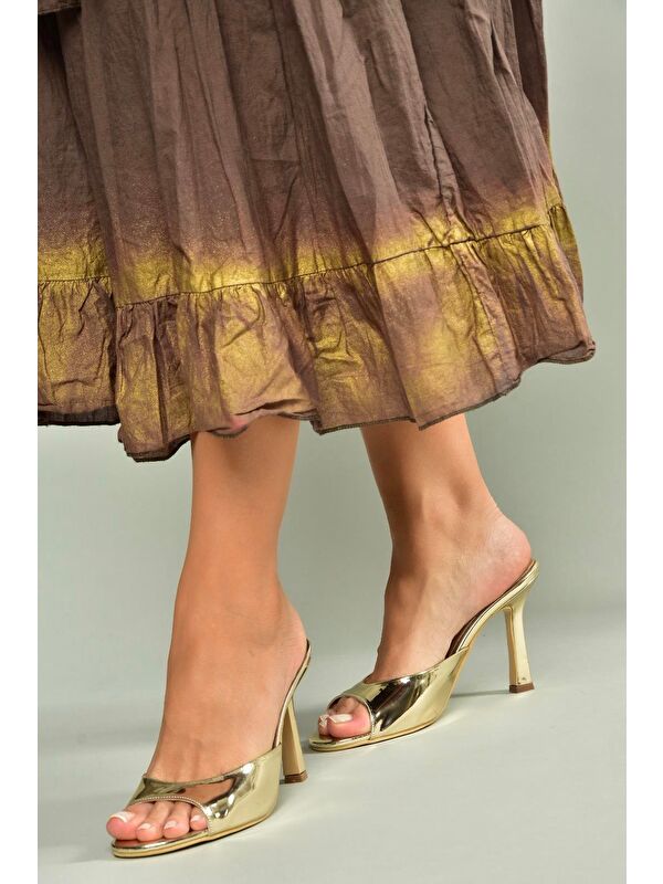 Altın Kadın Topuklu Ayakkabı U997062834 - Görsel 4