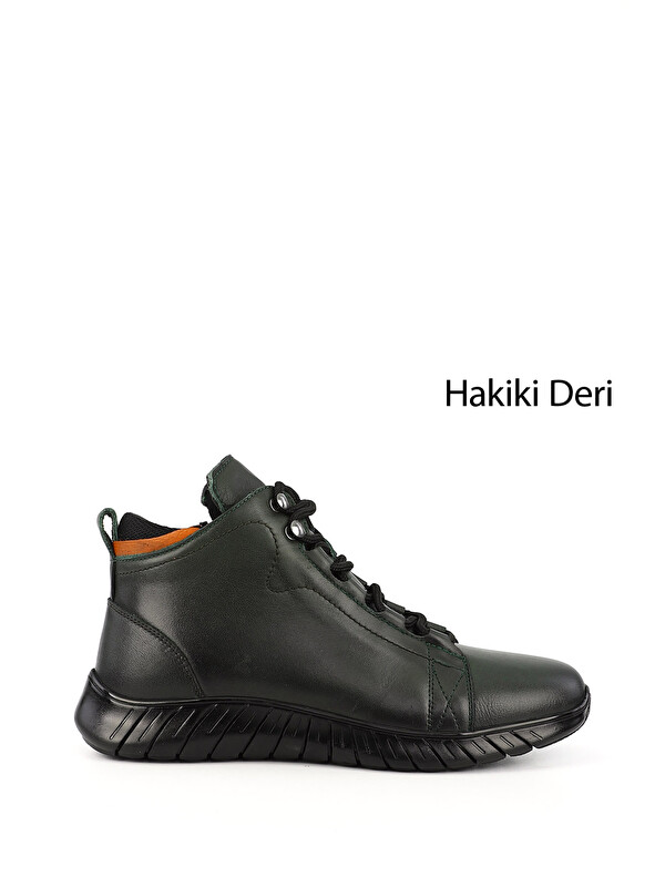 GÖNDERİ(R) Erkek HAKİ-YEŞİL Fermuarlı Hakiki Deri Outdoor Bot