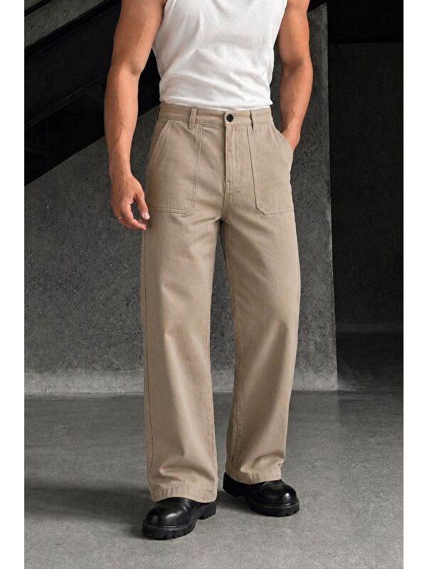 Tarz Cool Erkek Baggy Fit Old Money Cep Detaylı Pantolon