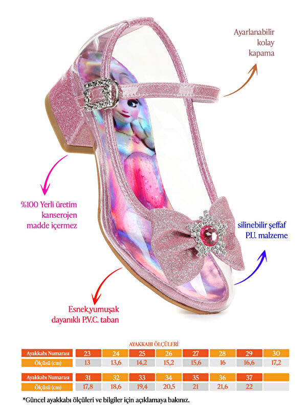 Asel Kız Çocuk Simli Topuklu Abiye Şeffaf Ayakkabı - Görsel 3