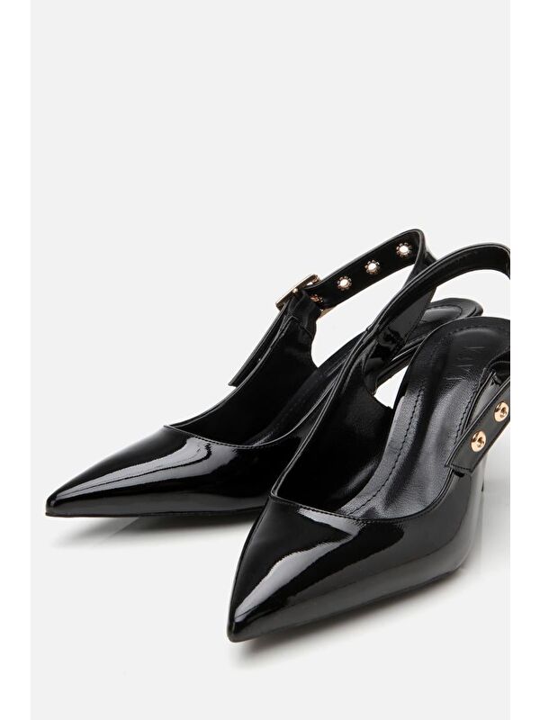 Kadın Rugan Siyah Kemerli Stiletto - Görsel 5