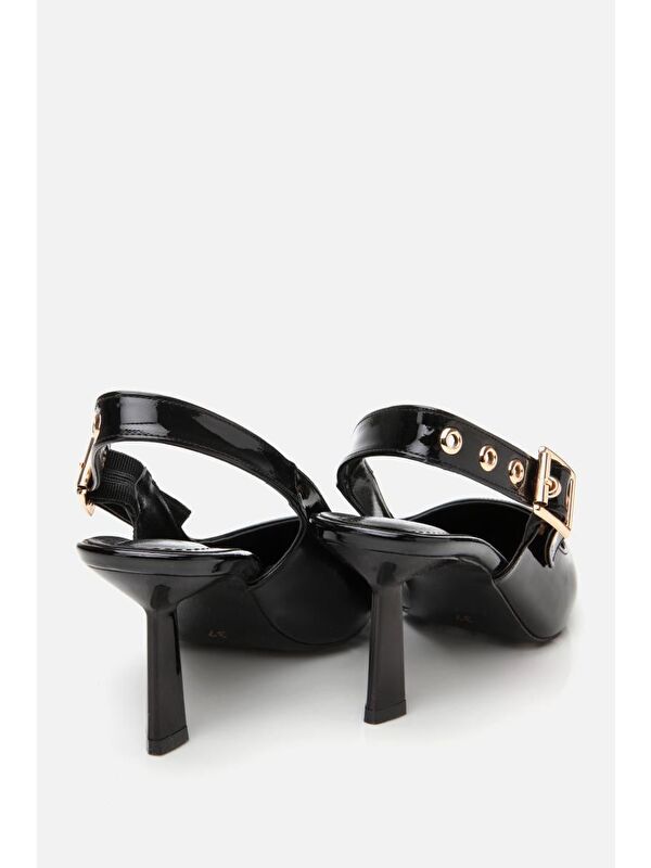 Kadın Rugan Siyah Kemerli Stiletto - Görsel 8