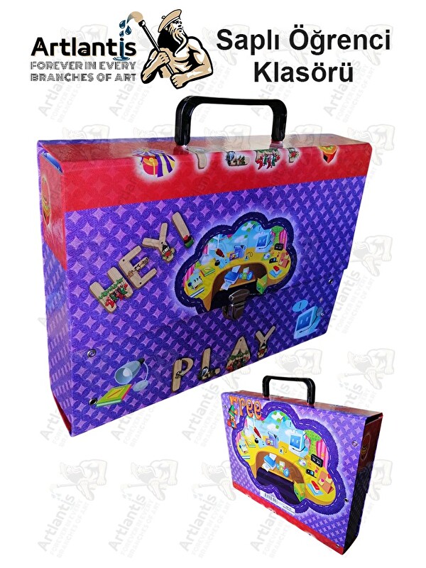 Artlantis Saplı Klasör 1 Adet Kolplu Klasör Öğrenci Klasörü 32x24x7 cm Saplı Çanta Saplı Dosya Okul Sınıf