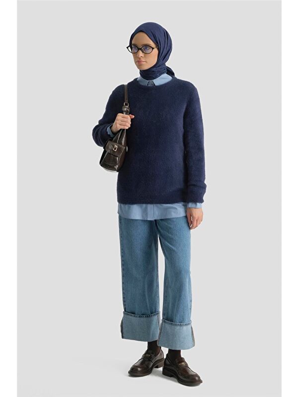 ARMİNE Dokulu Basic Kazak 25Kd6025 Lacivert