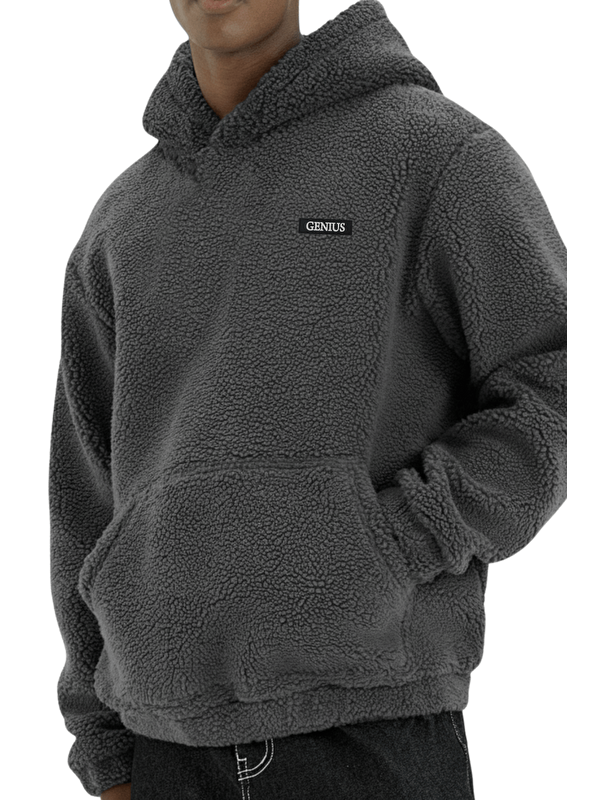 Genius Store Erkek Polar Sherpa Kuzu Kumaş İçi Şardonlu Kapüşonlu Sweatshirt SHERPA-KAP