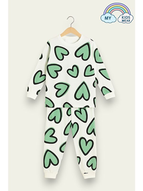 My Kids Wear Çocuk Pamuklu Desenli İkili Pijama Takımı 4-8 Yaş 12231