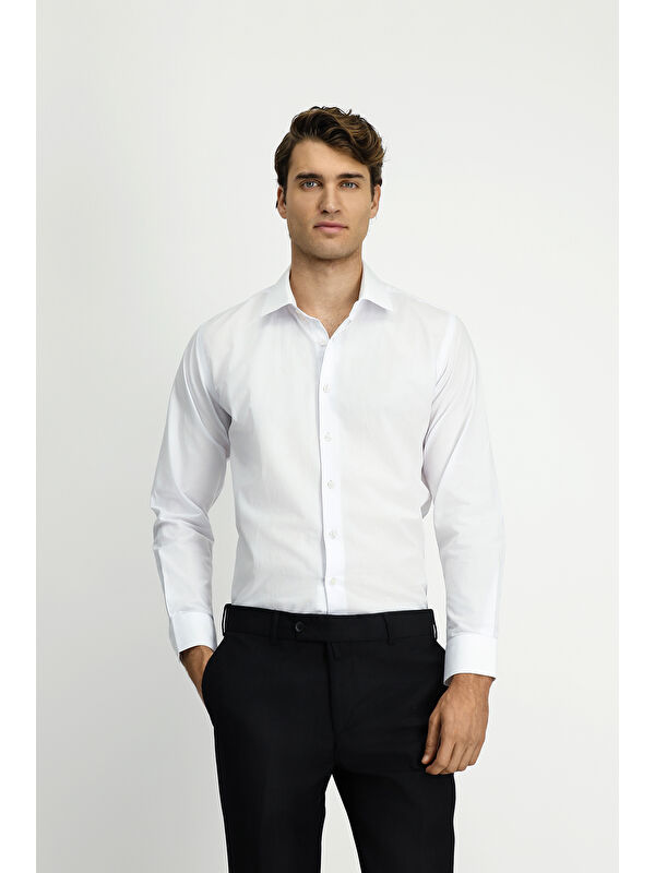Kiğılı Uzun Kol Slim Fit Dar Kesim Easy Care Gömlek