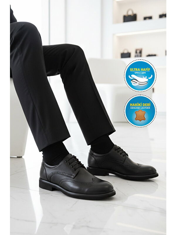 Ayakmod Siyah Ayakmod Premium Hakiki Deri Erkek Klasik Ayakkabı 2075 M