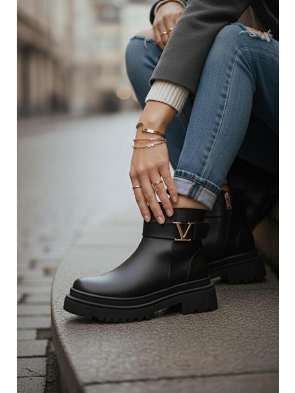 Kadın Viana Garantili Su Geçirmez Kaymaz Taban Dikişli Siyah Bot - Görsel 4