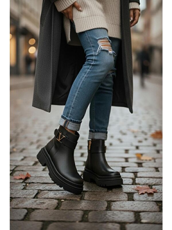 Kadın Viana Garantili Su Geçirmez Kaymaz Taban Dikişli Siyah Bot - Görsel 5