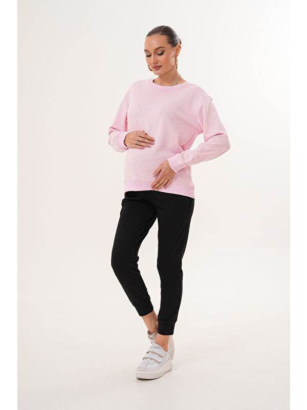 MİSS DÜNYA LİSSA Bisiklet Yaka %100 Pamuk Hamile ve Lohusa Basic Sweatshirt